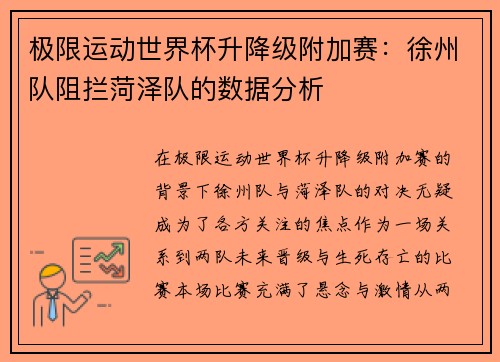 极限运动世界杯升降级附加赛：徐州队阻拦菏泽队的数据分析